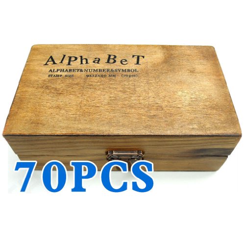 IIOOII 70pcs Rubber Stamps Vintage Wooden Box Case Alphabet Letters Number Craft