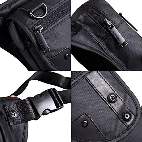 Impermeable Oxford Bolsa de Pierna para Hombres Mujeres Motocicleta Montar Muslo Cintura Riñonera Paquete multifunción Viajes Pesca Senderismo Ciclismo al Aire Libre Negro