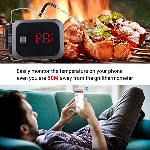 Inkbird IBT-2X 4.0 Termometro Barbacoa Digitales Termómetros de Cocina Bluetooth Termometro con Inoxidable Sonda Temporizador Portatil con Pantalla LED de Alarma Barbacoas Horno Parilla