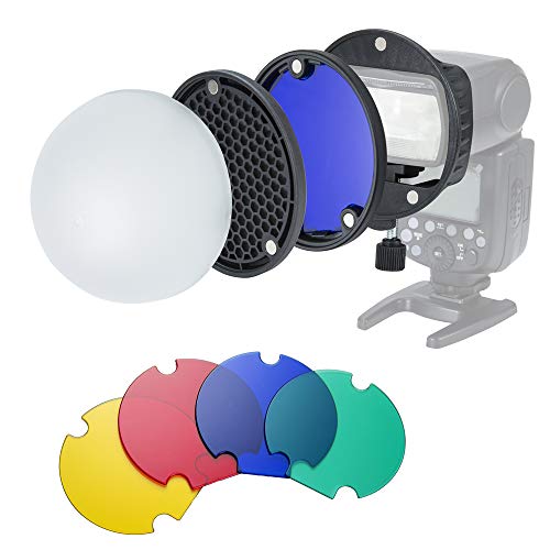 INSSTRO Kit de accesorios para Flash Magnético universal, Filtro de color Softbox Honeycomb Grid para Flash Canon, Nikon, Godox, YONGNUO Speedlite