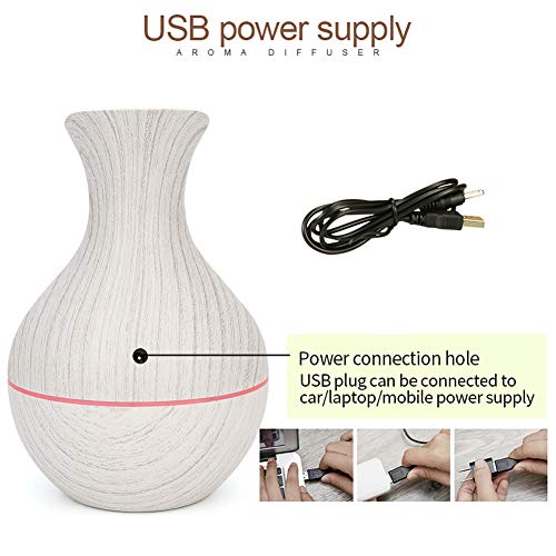 Interfaz USB Cómoda máquina de aromaterapia ultrasónica con luz LED de 7 colores Humidificador de aceite aromático para el hogar Difusor de aroma definitivo El bajo ruido crea un rango cómodo(白色)