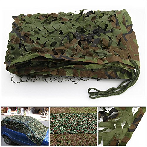 Iraza Red de Camuflaje,Cubierta Camouflage Net Red de Caza Mallas de Protección Ejército Combate Militar Táctico al Aire Libre Sombra Proteger del Viento (Camo Verde, 3x5M)