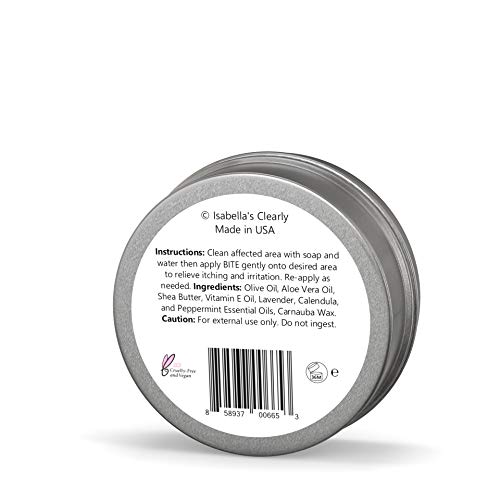 Isabella's Clearly BITE Soothing After Bite Anti Itch Balm. Fast Relief from Bug Bites, Mosquitoes, Bees, Fleas, Bed Bugs. Natural Ointment with Aloe Vera, Peppermint, Calendula. Vegan. USA. 45 g