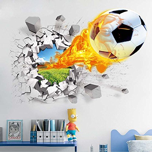 iTemer 1set vinilos decorativos pared dormitorio Stickers Pegatinas pared decorativas Decoracion pared Un hermoso regalo Fútbol 3D Llama 50cm* 70cm