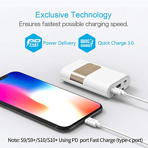 iWALK 10000MAH Power Bank con 18W Power Delivery Compacto Batería Externa Portátil Carga QuickCharge Tecnología Cargador Compatible para iPhone X 8 7 6 6s Plus, S9/S8/S7 Switch Macbook