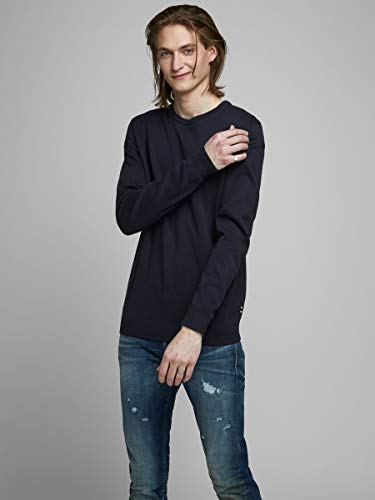 Jack & Jones Jjebasic Knit Crew Neck Noos suéter, Azul (Navy Blazer), Large para Hombre