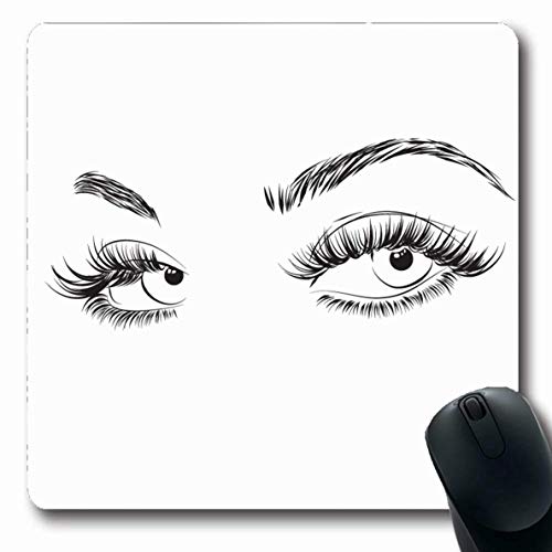 Jamron Mousepad OblongModel Beautiful Eyes Línea de pestañas Párpado largo Freehand Make Girl Beauty Look de moda Mascara Texturas Antideslizante Goma Alfombrilla de ratón Computadora de oficina Compu