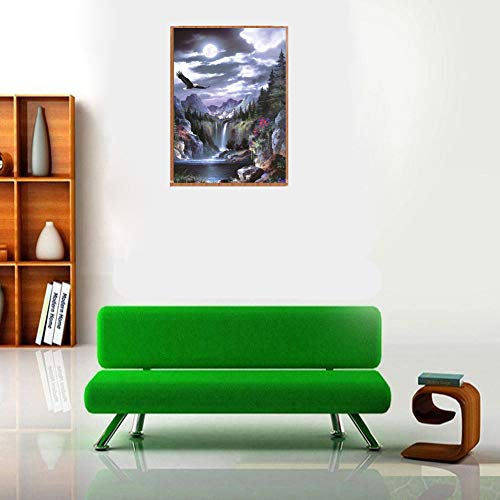 Jestang - Kit de pintura de diamante 5D por números para adultos, bordado redondo completo, punto de cruz, manualidades, decoración de pared, paisajes de montaña y águila