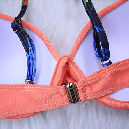 JFAN Conjuntos De Bikini Sexy Mujer Trajes De Baño Bañador Traje de Baño Acolchado con Aros Traje de Baño Floral de Colores Dulces