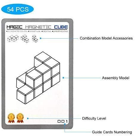 Jhua Juguetes magnéticos Cubos mágicos para niños Bloques de construcción magnéticos Ladrillos de Juguete para Adultos, Alivio del estrés, Puzzles educativos