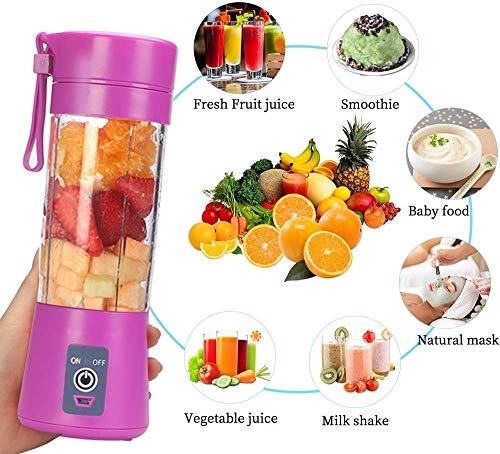 JHWSX Blender Personal, Jugo USB Recargable 380ml sin BPA Extractor, por Jugo de Hielo triturado Smoothie Shake (con Cepillo de Taza) (Color : Red)