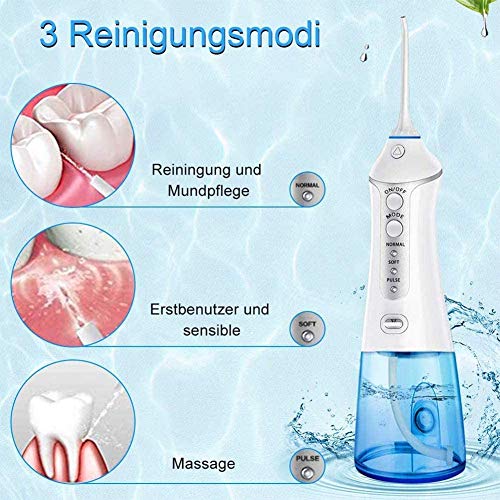 JIAFENG HighPULSE Propios Dientes Seda Chorro de Agua solución de Lavado Recargable para los Frenos, irrigador Oral Ducha Impermeable inalámbrica, Columna de Agua Sellado RF pulsada Aletas EN Vespa