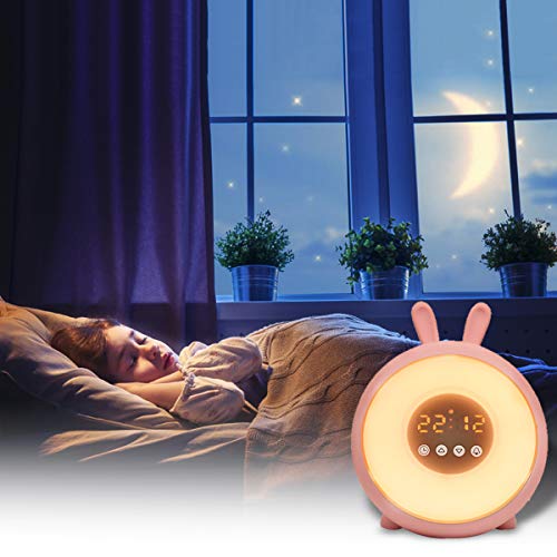 JIAMA Despertador Lámpara Despierta Ligero amanecer/Puesta de sol Simulación Ajustable 7 colores Luces nocturnas Atenuación continua dormitar Despertador Control táctil Carcasa de silicona