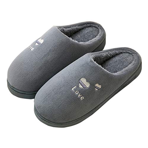 JIANKE Zapatillas Casa Hombre Invierno Pantuflas Mujer Suave Interior Caliente Slippers Gris Oscuro 39/40 EU