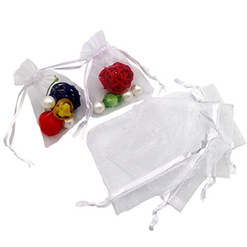 jijAcraft 100pcs Bolsas de Organza de Regalo 7x9cm Bolsitas de Organza Pequeñas para Favores de Fiesta de Boda y Joyas (Blanco)