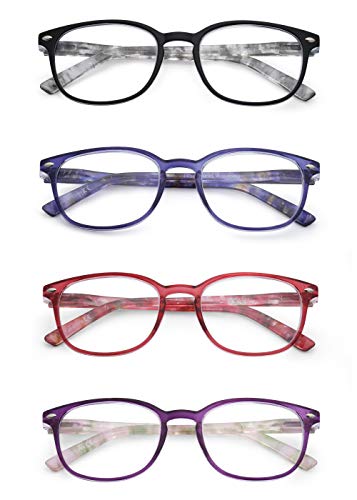 JM Gafas de Lectura Conjunto de 4 Calidad Bisagras de Resorte Hombre Mujer Anteojos Para Leer +2.5 Color Mixto