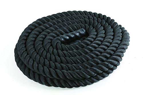 JOWY Cuerda de Batalla 15m, 20kg Battle Rope para Entrenamiento Funcional | Cuerda de Batida 50mm Diámetro Negro