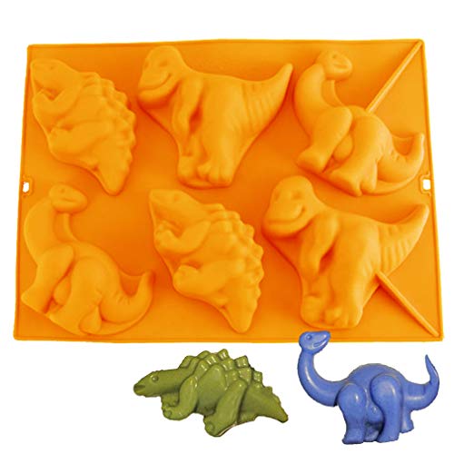 Joyeee Antiadherente de Horneado Molde Silicona, Moldes de silicona con forma de dinosaurios para pastel, pan, panecillo, pudín, gelatina, jabón - múltiples funciones, cumpleaños de los niños, partido