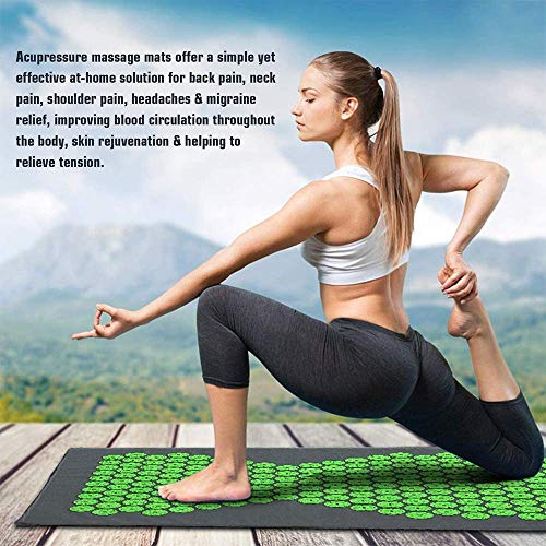 Juego de Alfombrilla y Almohada de acupresión portátil, Manta de Masaje para Yoga, Almohadilla de acupuntura con púas, cojín para relajación, Verde Oscuro, Rosa