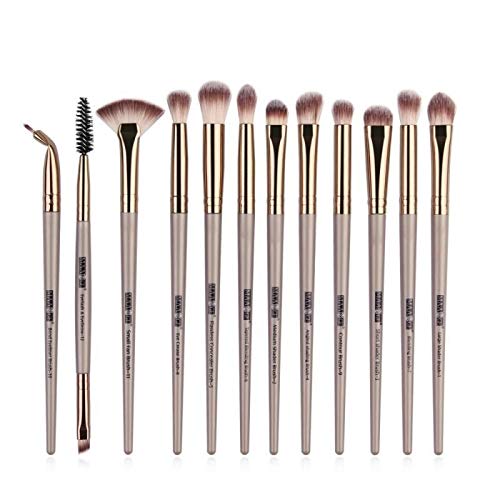 Juego de brochas de maquillaje 12 PC / el maquillaje de ojos sistema de cepillo de sombra de ojos Delineador de ojos de fusión de la pestaña de la ceja de nylon de fibra de plástico compone cepillos c