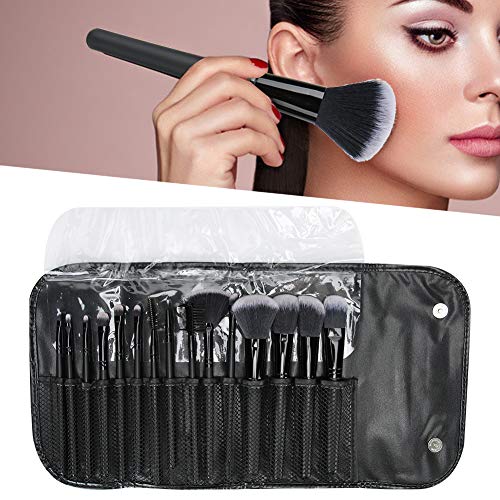 Juego de pinceles de maquillaje de 15 piezas, pinceles de sombra de ojos correctores en polvo de base con bolsa de cosméticos portátil, para cara ojos cejas labios