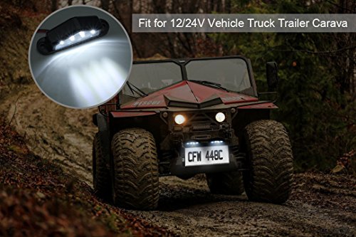 Justech 2x4 LEDs Luces de Placa de Matrícula Lámparas Traseras Universal 12V 24V Iluminación de la Placa para Coche Barco Remolque Vehículo Truck Van Caravan Lorry