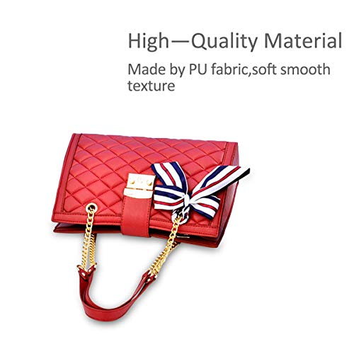 KaiKai Cadena Mujer Bolsos Bolsos de Tendencias for Las señoras Acolchado Oro Bolsas con Asas de Cadena Bolsos de Cuero de la PU (Color : Red)