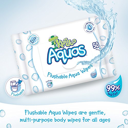 Kandoo Aquas Flushable Aqua Toallitas, Pack de 12