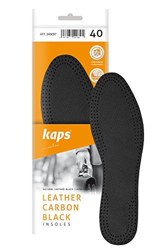 Kaps Plantillas de Cuero - Plantillas de Reemplazo para Botas o Zapatos de Hombre y Mujer - con Carbón Activado - Suelas Interiores para Señoras Ideales para Tacones Altos y Sandalias, Negro (44 EUR)