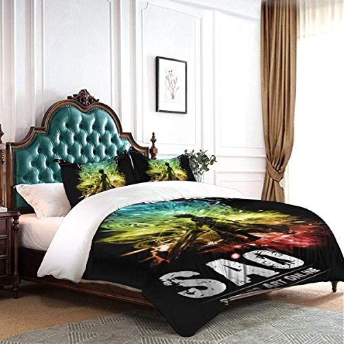 KDRW Funda de edredón Ropa de Cama y Ropa de Cama edredón y Funda de edredón Sword Art Online 3 Piece Bedding Set 86"" x70 Sword Art Online Decorative Duvet Cover Set (1 Quilt Cover 2 Pillowcases)