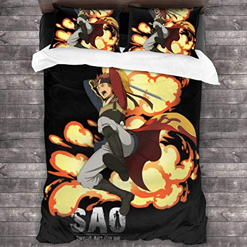 KDRW Funda de edredón Ropa de Cama y Ropa de Cama edredón y Funda de edredón Sword Art Online 3 Piece Bedding Set 86"" x70 Sword Art Online Decorative Duvet Cover Set (1 Quilt Cover 2 Pillowcases)