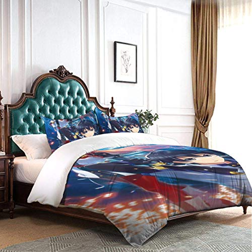 KDRW Funda de edredón Ropa de Cama y Ropa de Cama edredón y Funda de edredón Sword Art Online 3 Piece Bedding Set 86"" x70 Sword Art Online Decorative Duvet Cover Set (1 Quilt Cover 2 Pillowcases)