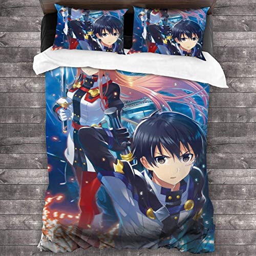 KDRW Funda de edredón Ropa de Cama y Ropa de Cama edredón y Funda de edredón Sword Art Online 3 Piece Bedding Set 86"" x70 Sword Art Online Decorative Duvet Cover Set (1 Quilt Cover 2 Pillowcases)