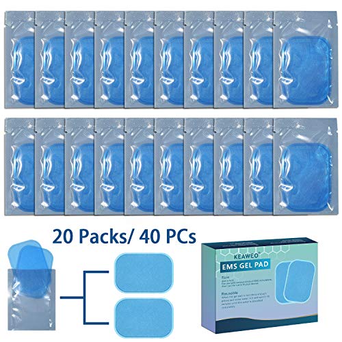 KEAWEO EMS Gel Hojas 40 PCs, Gel Pad para ABS Electroestimulador Muscular Abdominales Repuesto De Repuesto Accesorios, Reutilizable Reemplazable Hidrogel Gel Pad para ABS Máquina de Entrenamiento