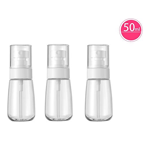 KEECARLY Botellas del Recorrido fijaron 50ml Fina Niebla de pulverización Botellas Botellas rellenables Pequeño Claro vacío plástico Tamaño de Viaje Botellas Ideal for cosmética, perfumería 3 Piezas