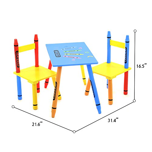 Kiddi Style Mesa y Sillas Infantiles - Madera - Par Ninos -Diseño de ceras de colores