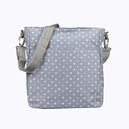 Kiwisac Trendy Grey Palmira Bolso para Carro de Bebé Universal con Diseño Original de Palmeritas Color Azul Bolso Organizador con Cambiador, Bandolera Ajustable y Cintas de Sujeción 36x11x32 cm