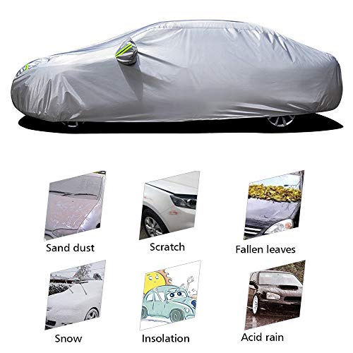 KKmoon Funda Coche Exterior Impermeable con Tira Reflectante, Resistente al Polvo Lluvia Rasguño Nieve Anti-UV,con Hebilla de Fijacion,M (4.5 x 1.75 x 1.5M)