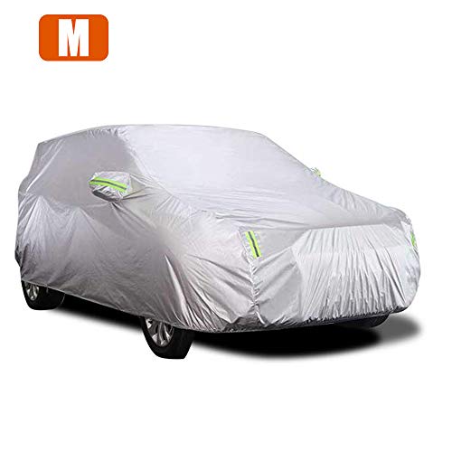 KKmoon Funda Coche Exterior Impermeable con Tira Reflectante, Resistente al Polvo Lluvia Rasguño Nieve Anti-UV,con Hebilla de Fijacion,M (4.5 x 1.75 x 1.5M)