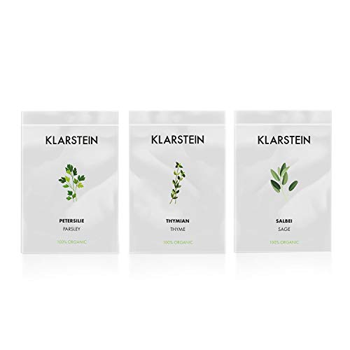 Klarstein GrowIt Seeds Lote de Semillas - 9 paquetitos, Asia: Cilantro, albahaca tailandesa, Allium tuberosum, Europa: tomillo, Salvia, perejil, Ensalada: lollo bionda, pak Choi, rúcula