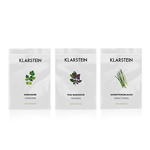 Klarstein GrowIt Seeds Lote de Semillas - 9 paquetitos, Asia: Cilantro, albahaca tailandesa, Allium tuberosum, Europa: tomillo, Salvia, perejil, Ensalada: lollo bionda, pak Choi, rúcula