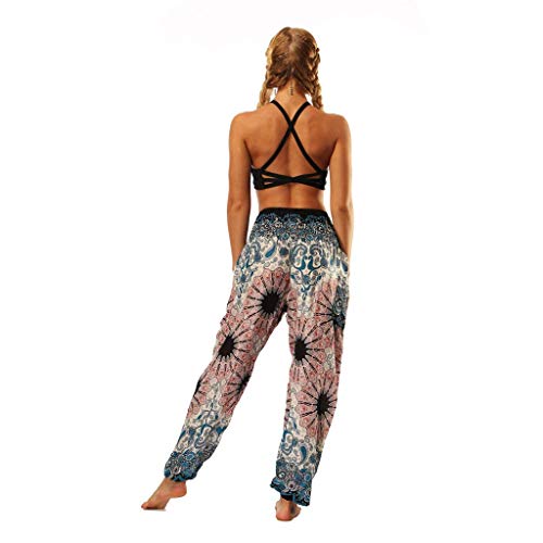 Kneris Mujeres Harén Pantalones Boho Yoga Cintura Elástica Deportivas Fitness Gym Pantalón Largo