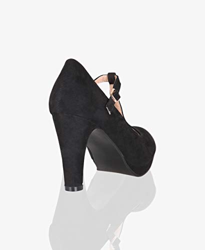 KRISP Zapatos Tacón Ancho Mujer Oferta Fiesta Salón Elegante Boda Básicos Plataforma Calzado Cómodo, Negro (3722), 37 EU (4 UK), 3722-BLK-4