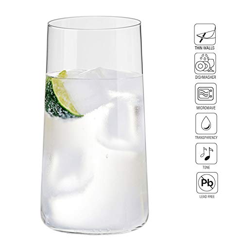 Krosno Grande Vasos de Agua Highball | Set 6 Piezas | 540 ML | Avant-Garde Collection Uso en Casa, Restaurante y en Fiestas | Apto para Microondas y Lavavajillas