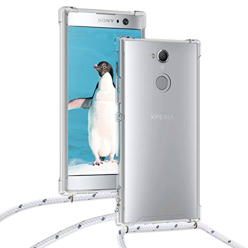 kwmobile Funda con Cuerda Compatible con Sony Xperia XA2 - Carcasa Transparente de TPU con Cuerda para Colgar en el Cuello