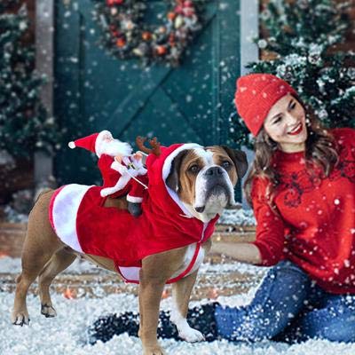 Kyerivs Christmas Pet Costume Running Santa Riding on Dog Pet Cat Outfits Disfraces de Navidad Perro Santa Disfraz para Perros de tamaño Mediano a Grande (L)