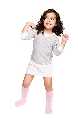 LA Active Calcetines Altos Rodilla Antideslizantes - 5 Pares - para Bebé Niños Niñas Infantil - Algodón de Hilo Tejida (Pasteles, 6-12 Meses)