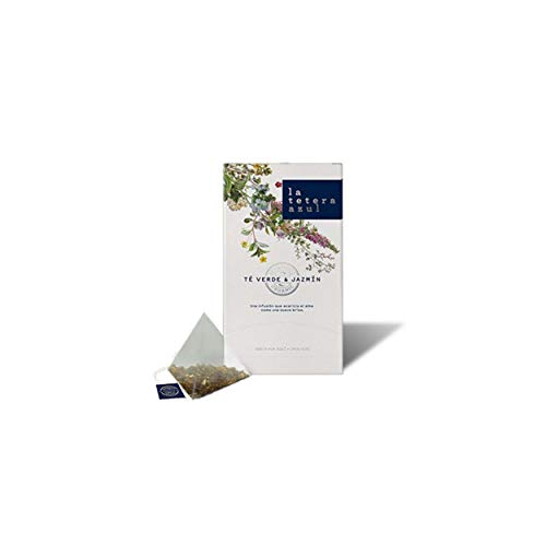 LA TETERA AZUL Té Verde Sencha Japones Ecológico Con Aroma De Jazmín. Infusión Orgánica En Pirámides. Té Verde & Jazmín. 20 Pirámides.