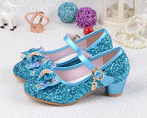 La Vogue Zapatos Zapatilla con Lentejuela Para Niña Princesa Fiesta Azul 33/Longitud Interior 21CM