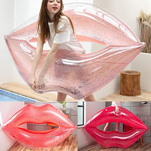 Labios inflable Lentejuelas colchón de aire, juguetes flotador de agua de fiesta en la piscina for adultos de los niños del anillo del círculo Playa Piscina Boca con el índice de inflación, Rojo kyman